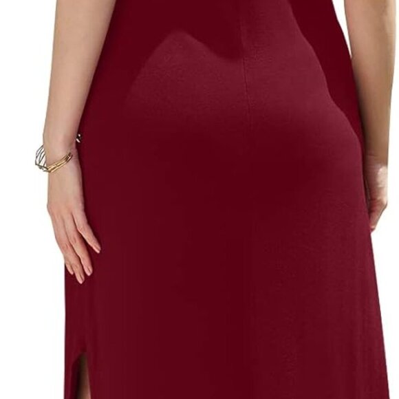 Women's Sleeveless V Neck Maxi Dress Pockets Casual Summer Long - Picture 3 of 7